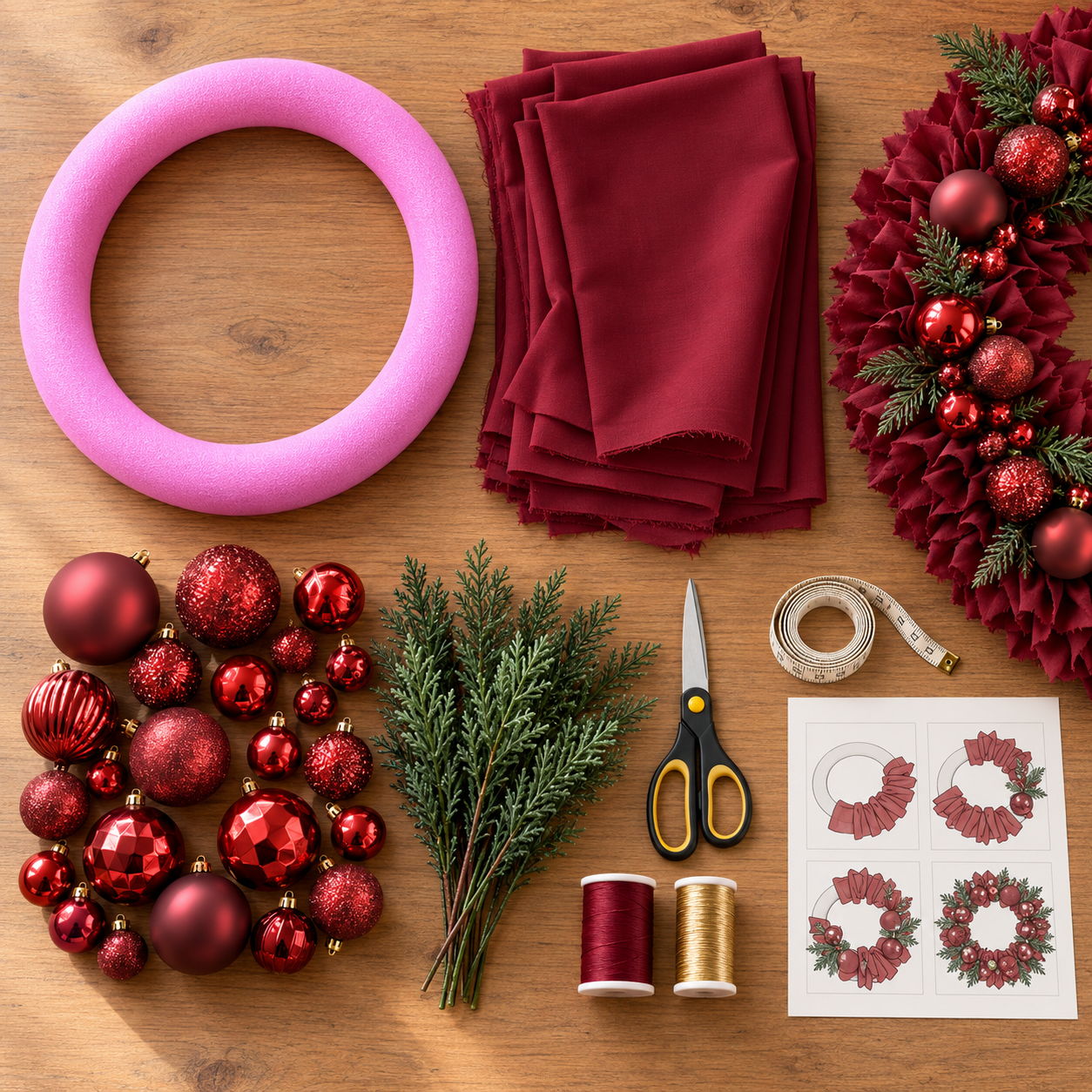 DIY Burgundy Christmas Wreath Kit — Make Your Door Feel Like Christmas