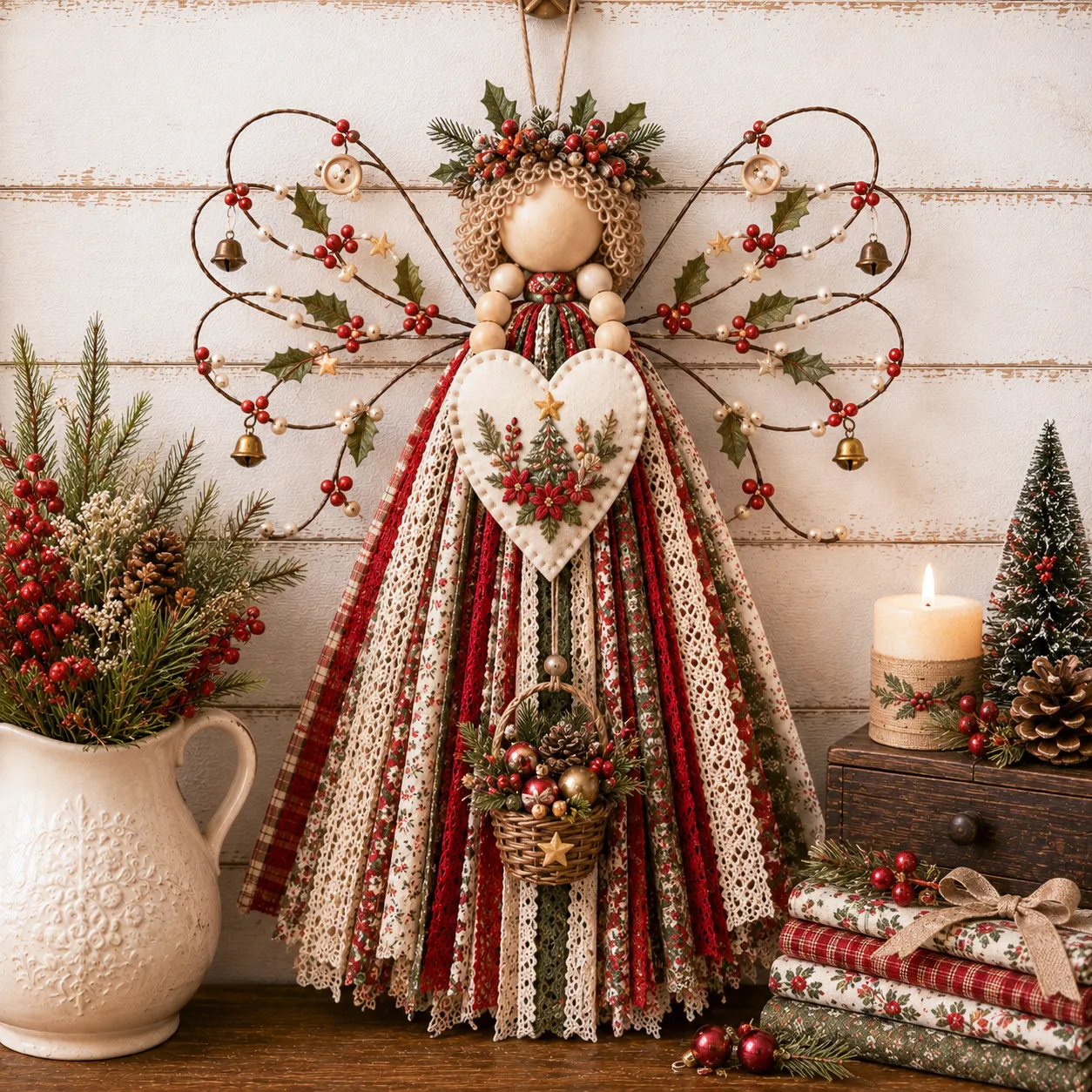 🔥LAST DAY 55% OFF - 🪽 Angel Fabric Hanging DIY Kit - Stitch a Little Blessing That Stays Forever