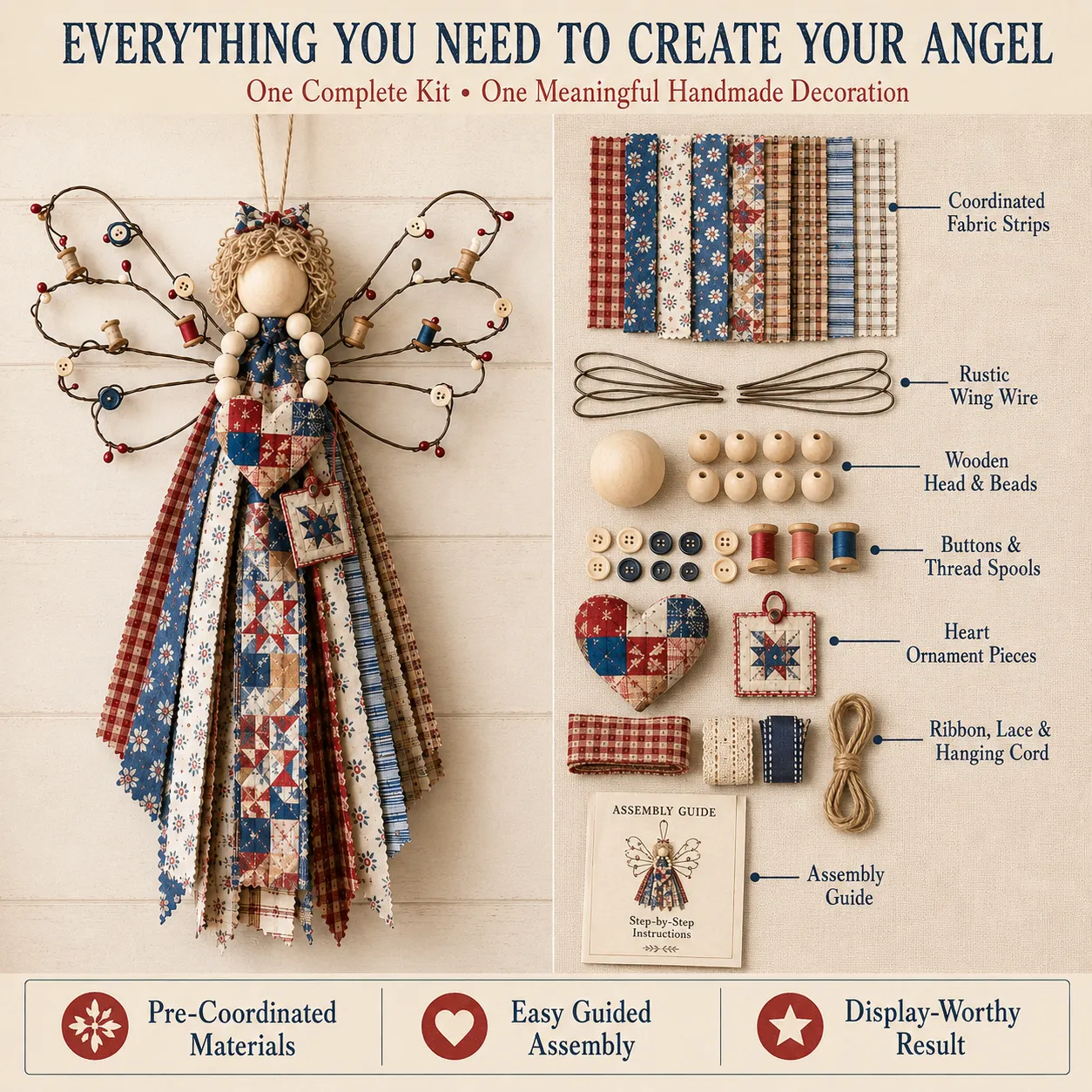 🔥LAST DAY 55% OFF - 🪽 Angel Fabric Hanging DIY Kit - Stitch a Little Blessing That Stays Forever