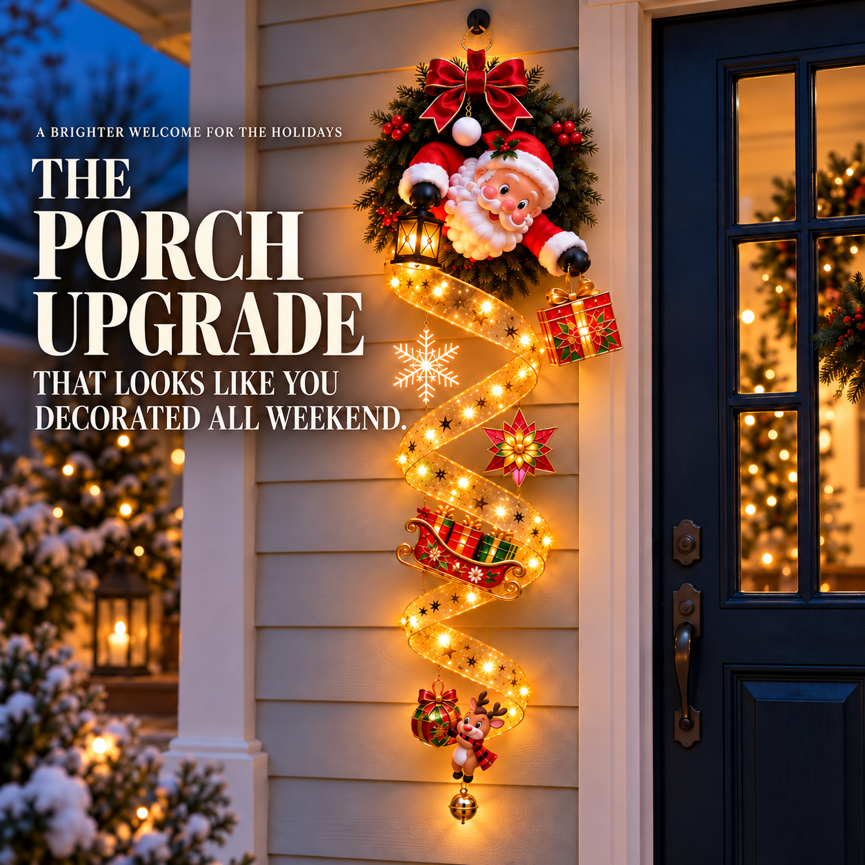🔥 LAST DAY 50% OFF 🔥 Lighted Snowman Christmas Door Hanger – Waterproof Battery-Powered Cascading Holiday Decor