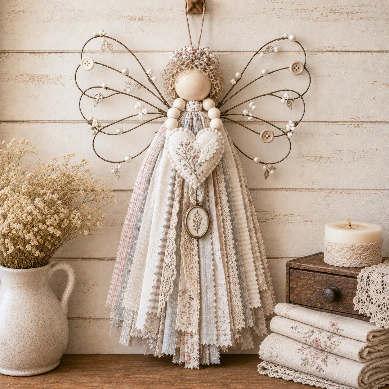 🔥LAST DAY 55% OFF - 🪽 Angel Fabric Hanging DIY Kit - Stitch a Little Blessing That Stays Forever