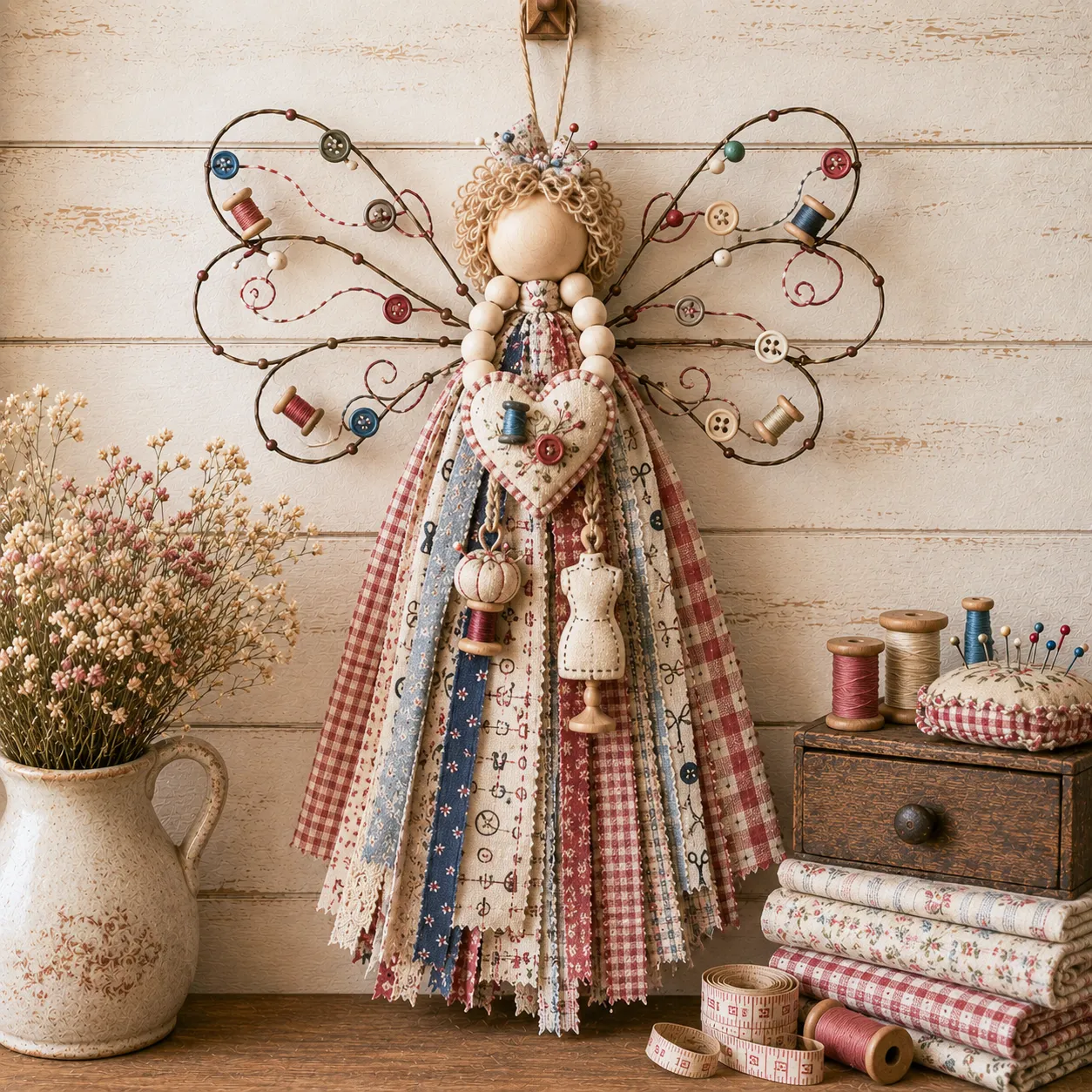 🔥LAST DAY 55% OFF - 🪽 Angel Fabric Hanging DIY Kit - Stitch a Little Blessing That Stays Forever