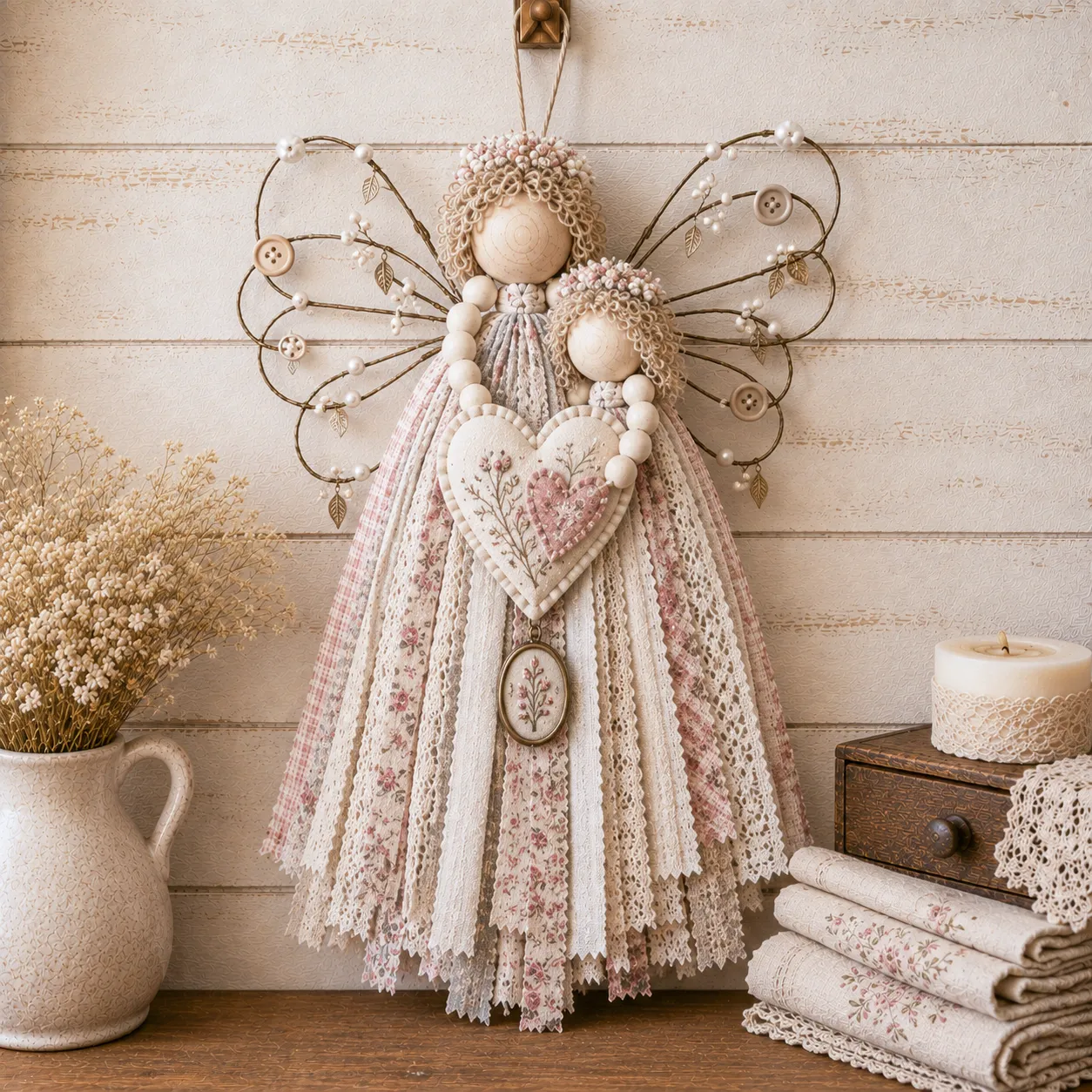 🔥LAST DAY 55% OFF - 🪽 Angel Fabric Hanging DIY Kit - Stitch a Little Blessing That Stays Forever