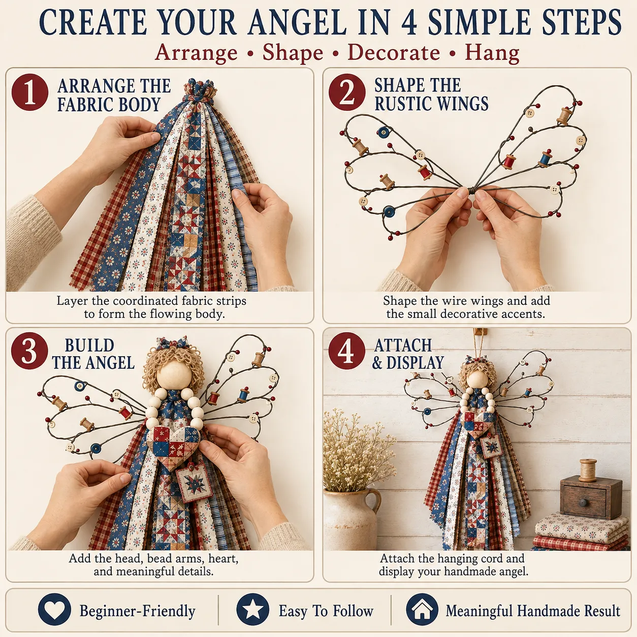 🔥LAST DAY 55% OFF - 🪽 Angel Fabric Hanging DIY Kit - Stitch a Little Blessing That Stays Forever
