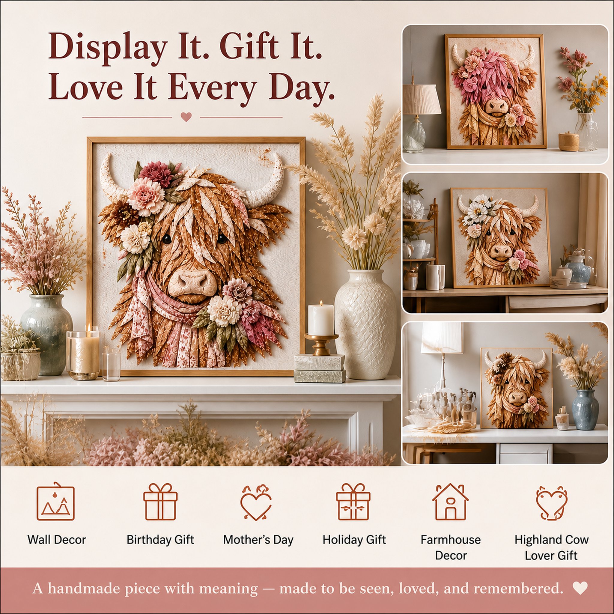 🔥LAST DAY 55% OFF - 🐮💐🌸 Birth Flower Highland Cow 3D Layered Fabric Art DIY Kit (Beginner-friendly) 🔥 Buy 2 Free Shipping