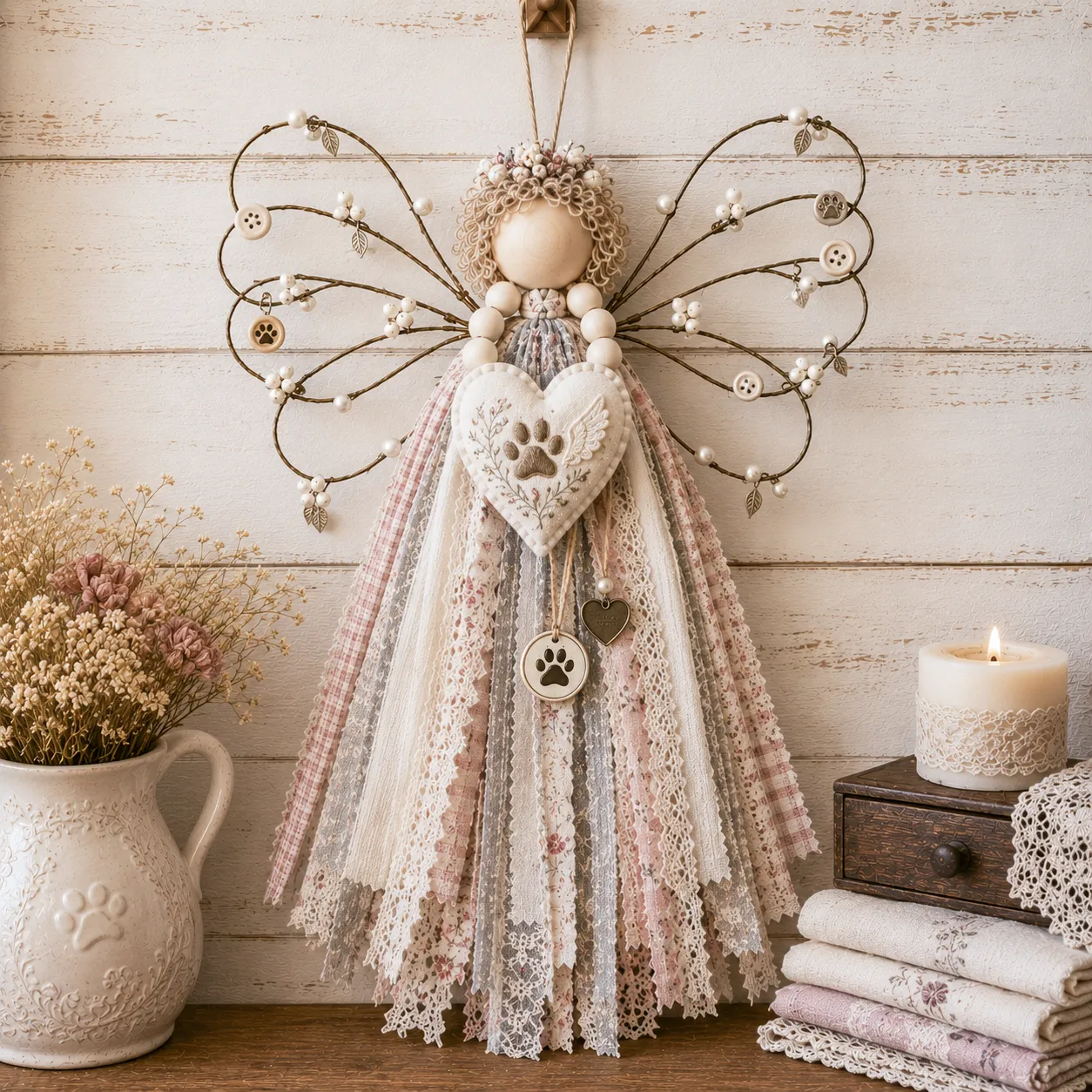 🔥LAST DAY 55% OFF - 🪽 Angel Fabric Hanging DIY Kit - Stitch a Little Blessing That Stays Forever