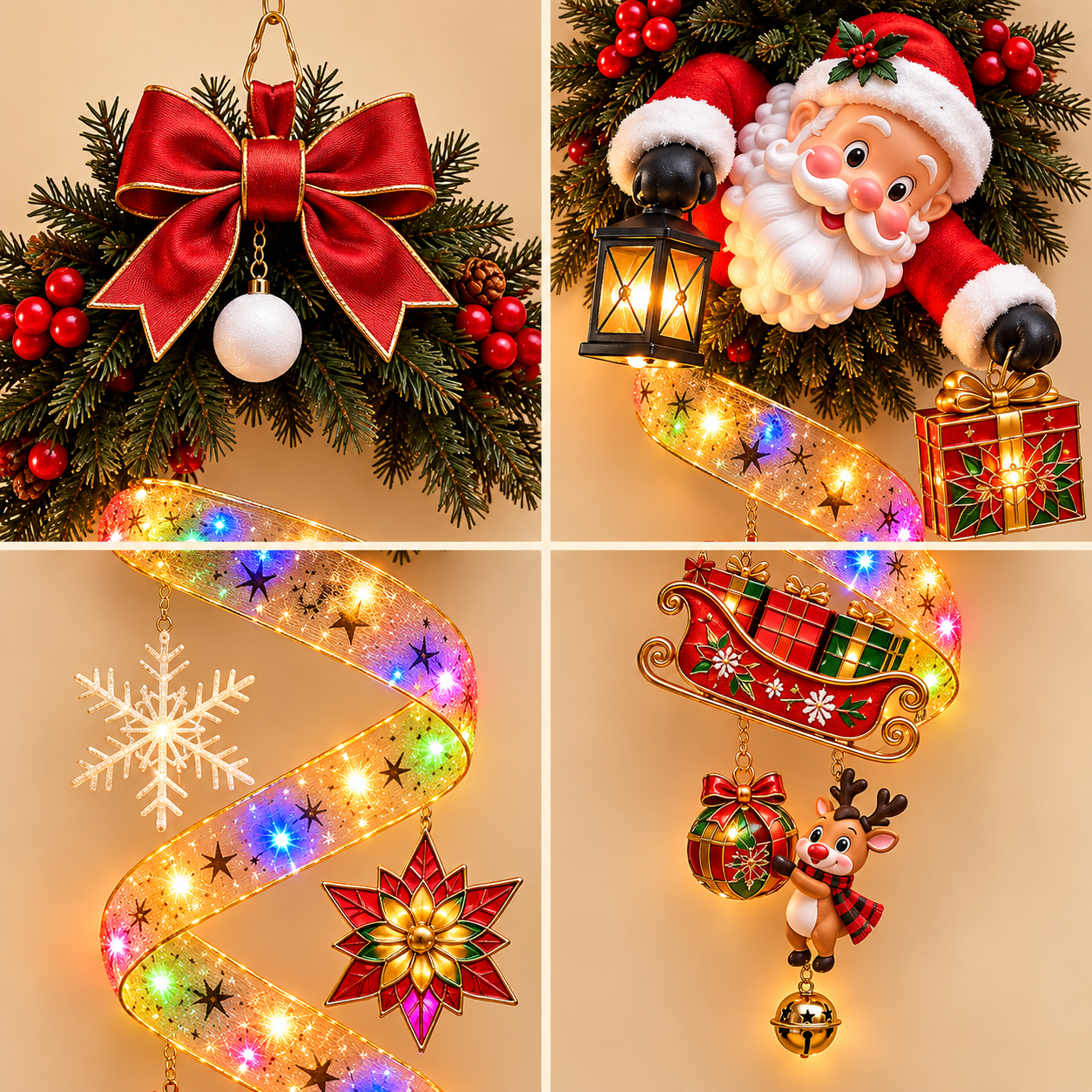 🔥 LAST DAY 50% OFF 🔥 Lighted Snowman Christmas Door Hanger – Waterproof Battery-Powered Cascading Holiday Decor
