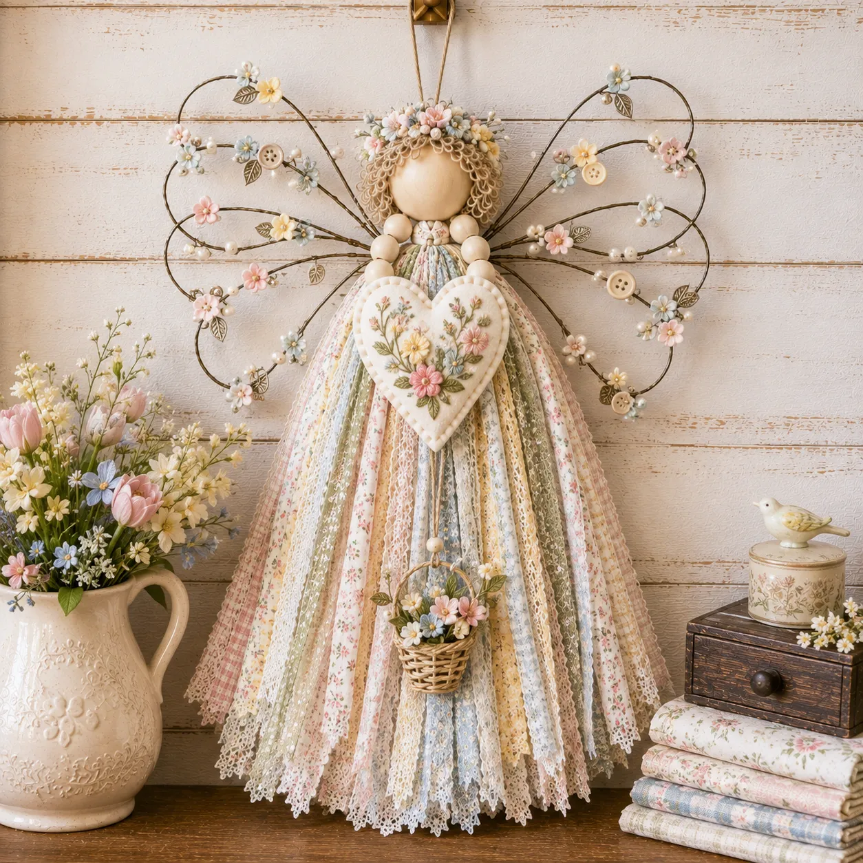 🔥LAST DAY 55% OFF - 🪽 Angel Fabric Hanging DIY Kit - Stitch a Little Blessing That Stays Forever