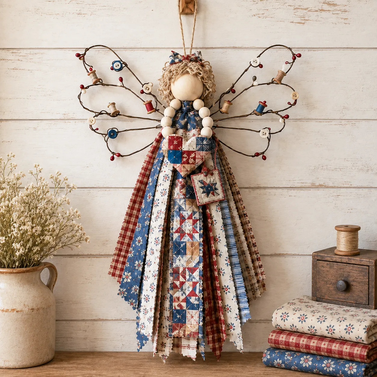 🔥LAST DAY 55% OFF - 🪽 Angel Fabric Hanging DIY Kit - Stitch a Little Blessing That Stays Forever