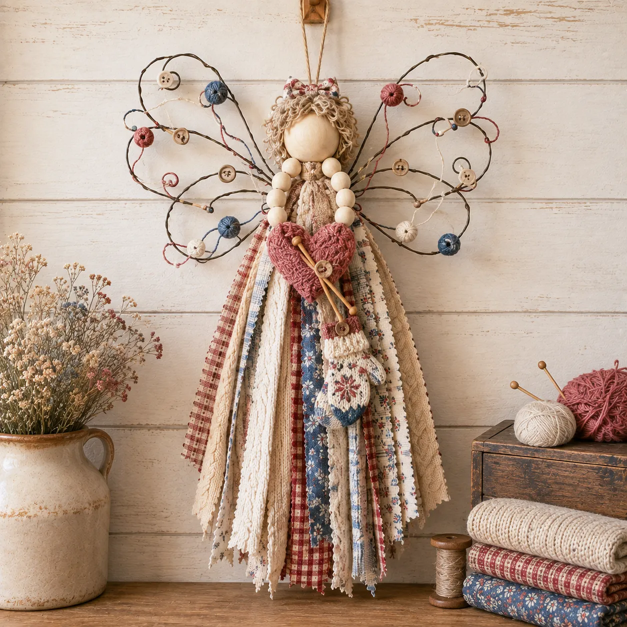 🔥LAST DAY 55% OFF - 🪽 Angel Fabric Hanging DIY Kit - Stitch a Little Blessing That Stays Forever