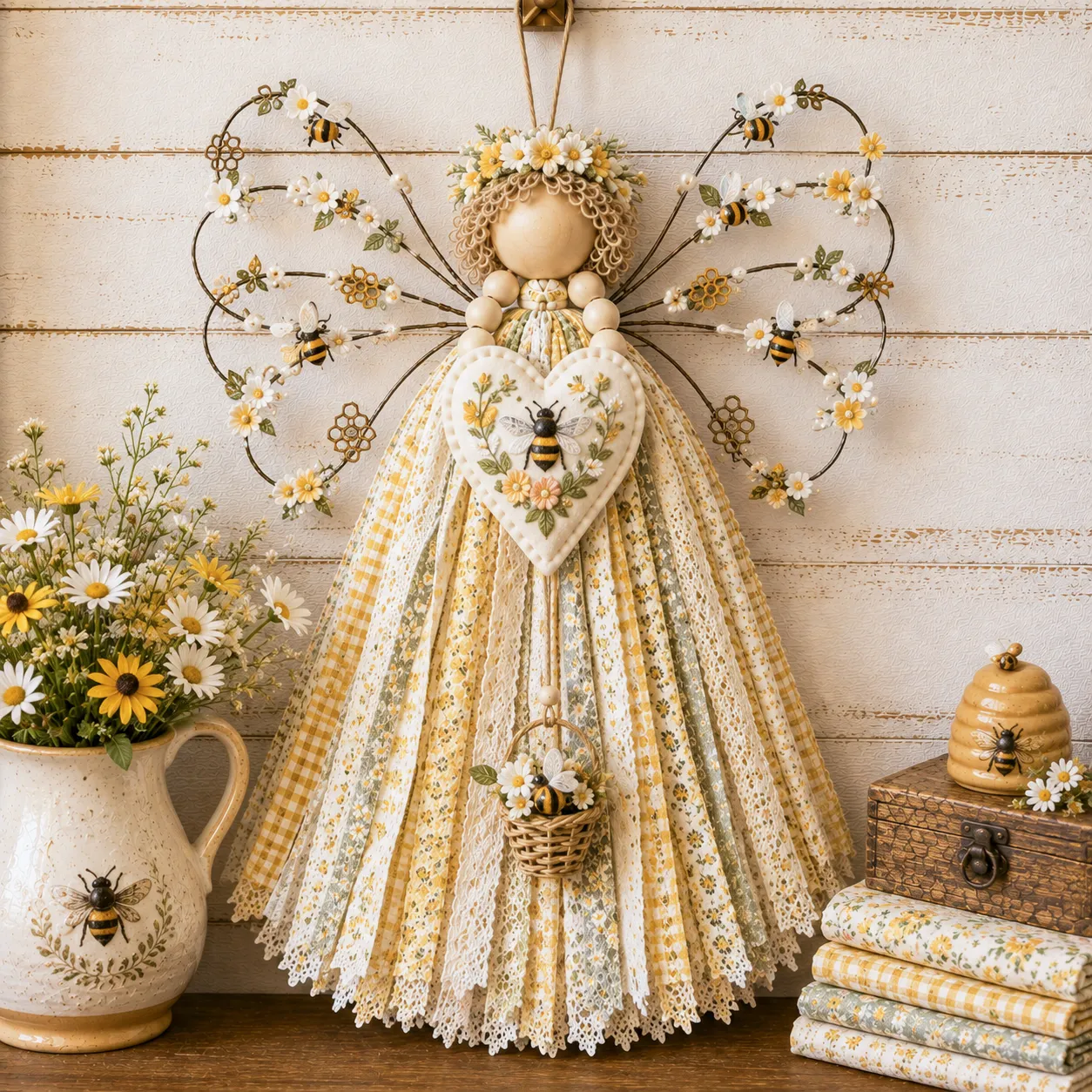 🔥LAST DAY 55% OFF - 🪽 Angel Fabric Hanging DIY Kit - Stitch a Little Blessing That Stays Forever