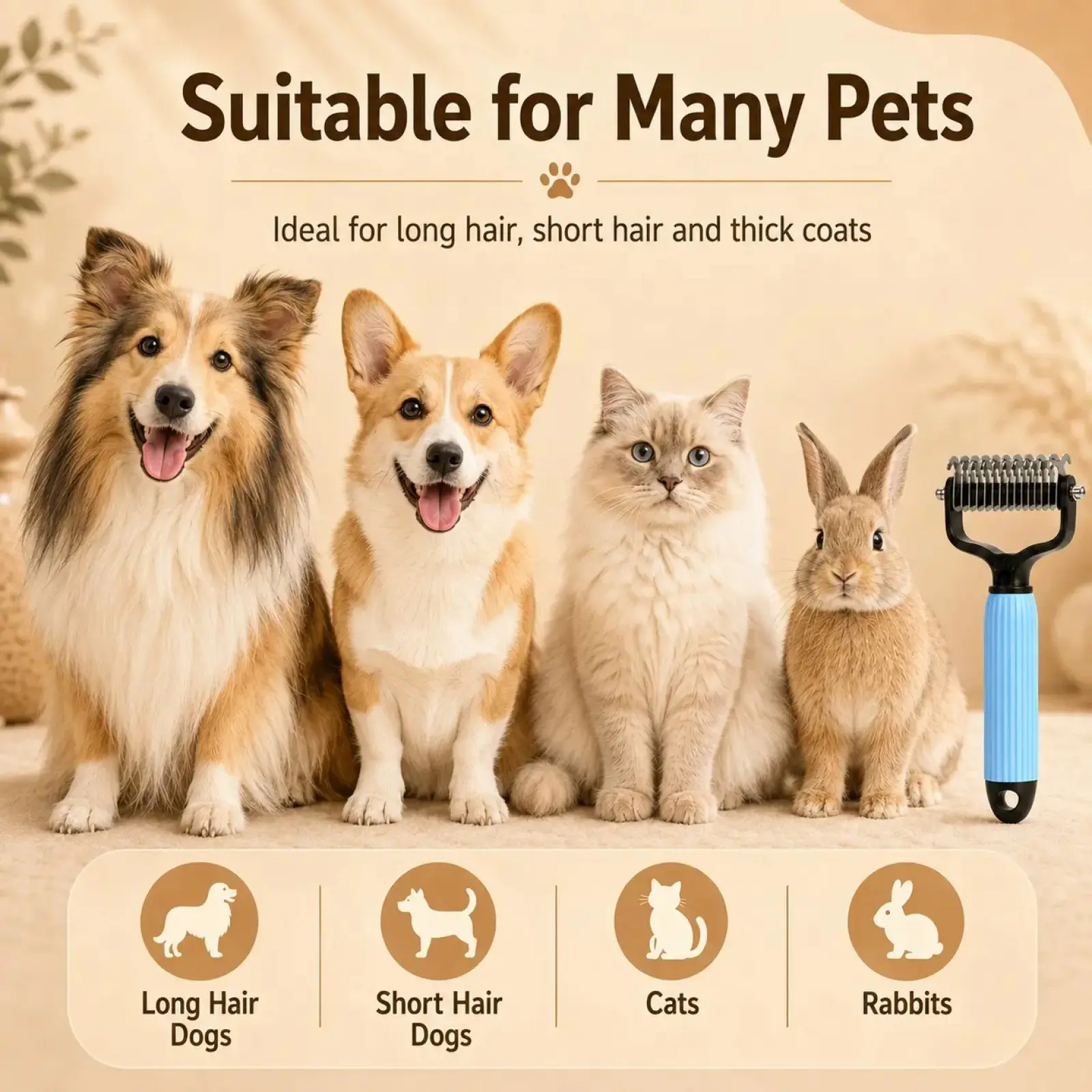 Heeipaw Dog Grooming Comb – Groomer Tools, Stainless Steel Double-Sided Shedding Grooming Kit, Mat-Tamer Teeth for Detangling Ma