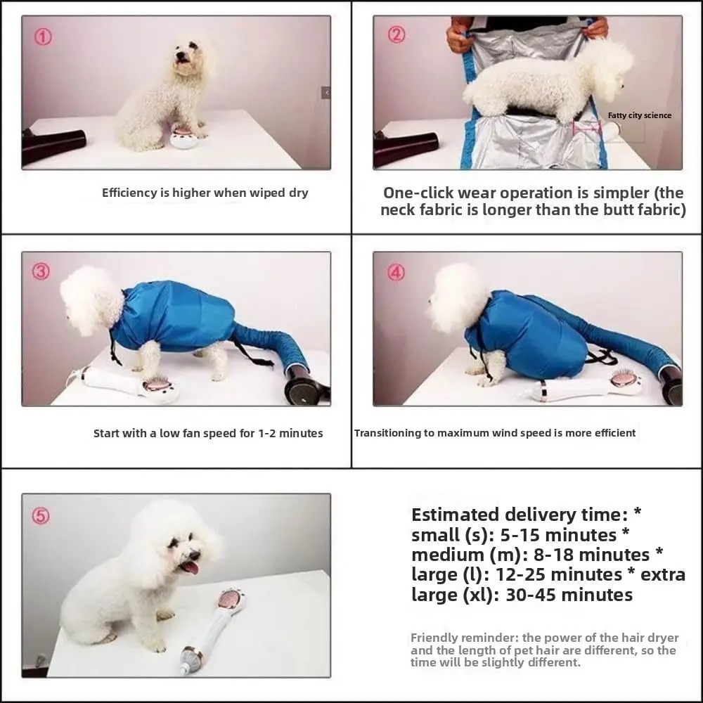 Heeipaw Multi-Size Dog Drying Bag - 360° Air Circulation Grooming Suit for Small, Medium & Large Dogs and Cats, Pet Blow Drying 