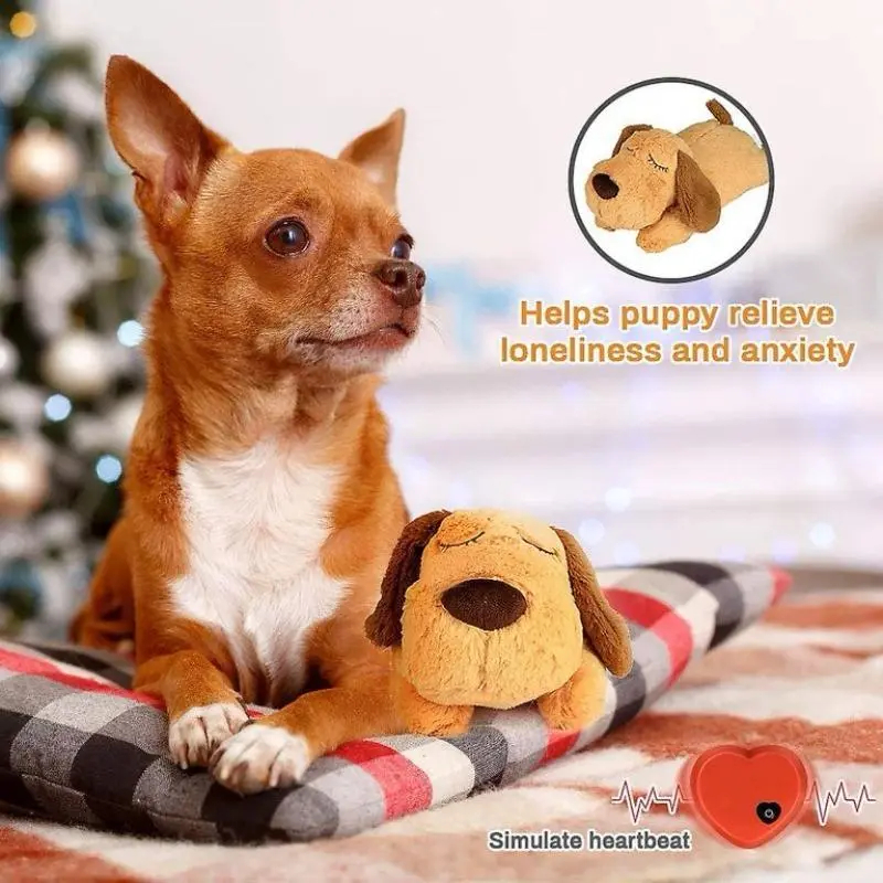 Heeipaw Heartbeat Puppy Toy – Cozy Plush Companion For Comfort, Play & Relaxation，2xAAA Batteries(Not included)