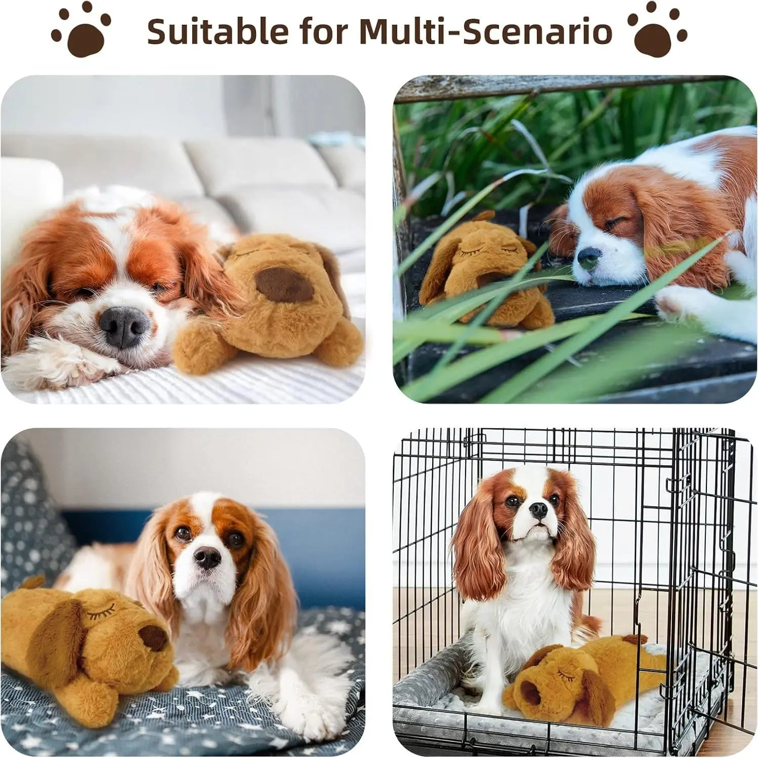 Heeipaw Heartbeat Puppy Toy – Cozy Plush Companion For Comfort, Play & Relaxation，2xAAA Batteries(Not included)