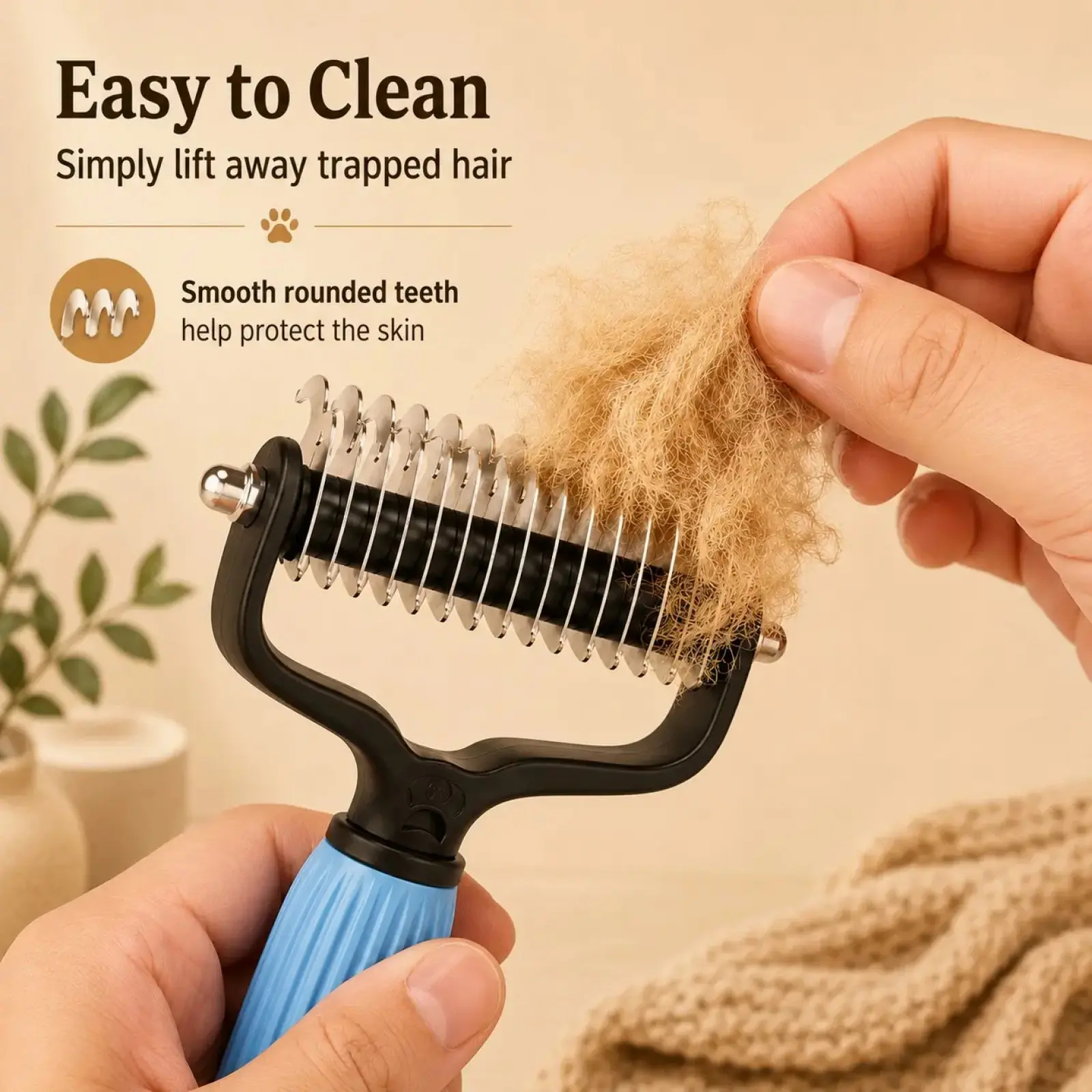 Heeipaw Dog Grooming Comb – Groomer Tools, Stainless Steel Double-Sided Shedding Grooming Kit, Mat-Tamer Teeth for Detangling Ma