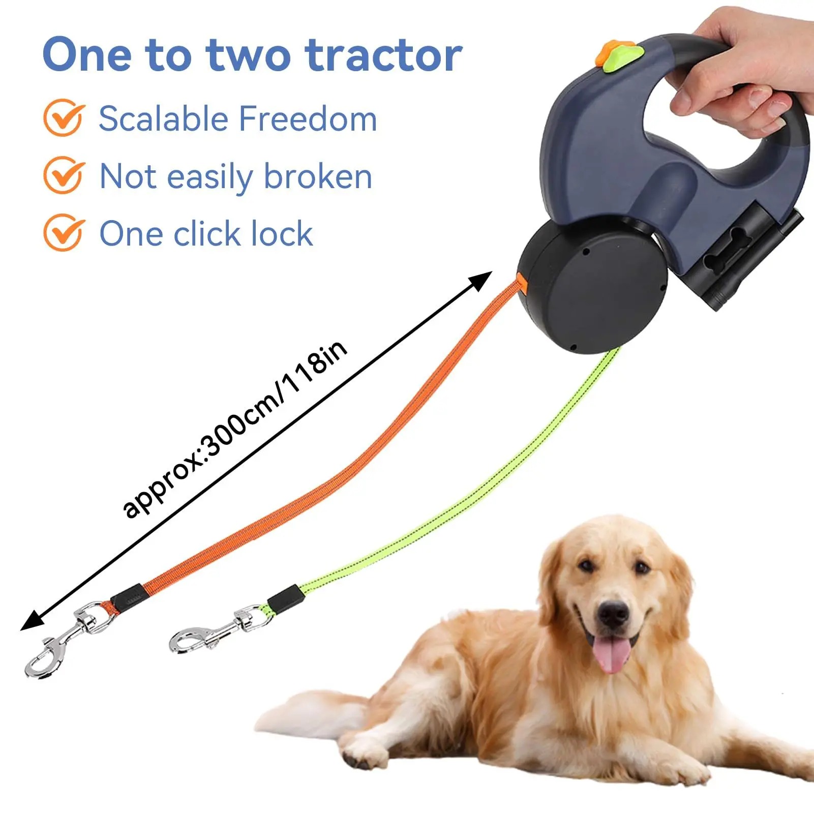 Heeipaw 2-in-1 Dual Head Retractable Dog Lead