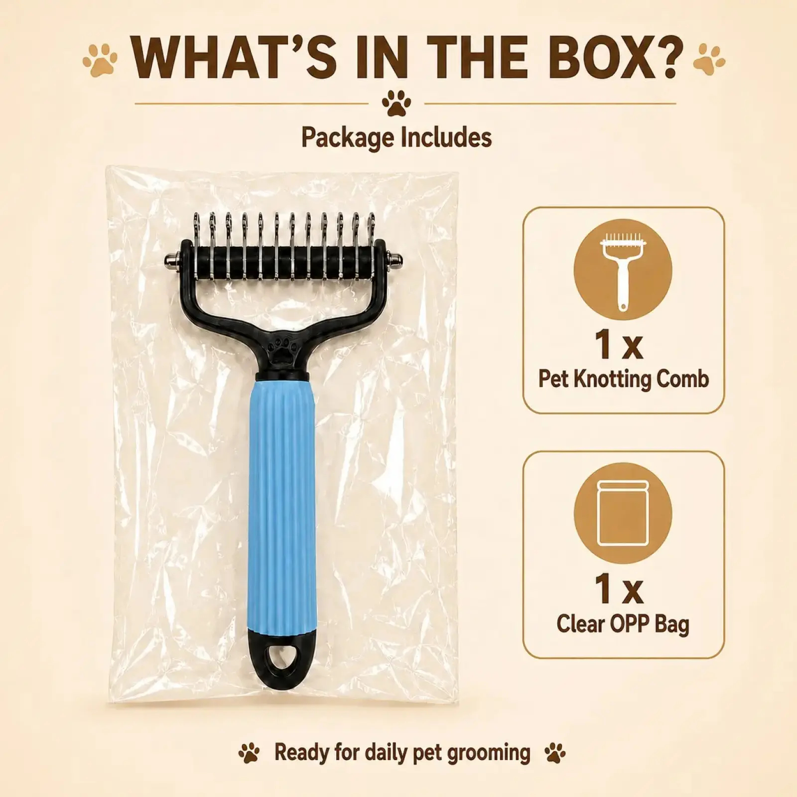 Heeipaw Dog Grooming Comb – Groomer Tools, Stainless Steel Double-Sided Shedding Grooming Kit, Mat-Tamer Teeth for Detangling Ma