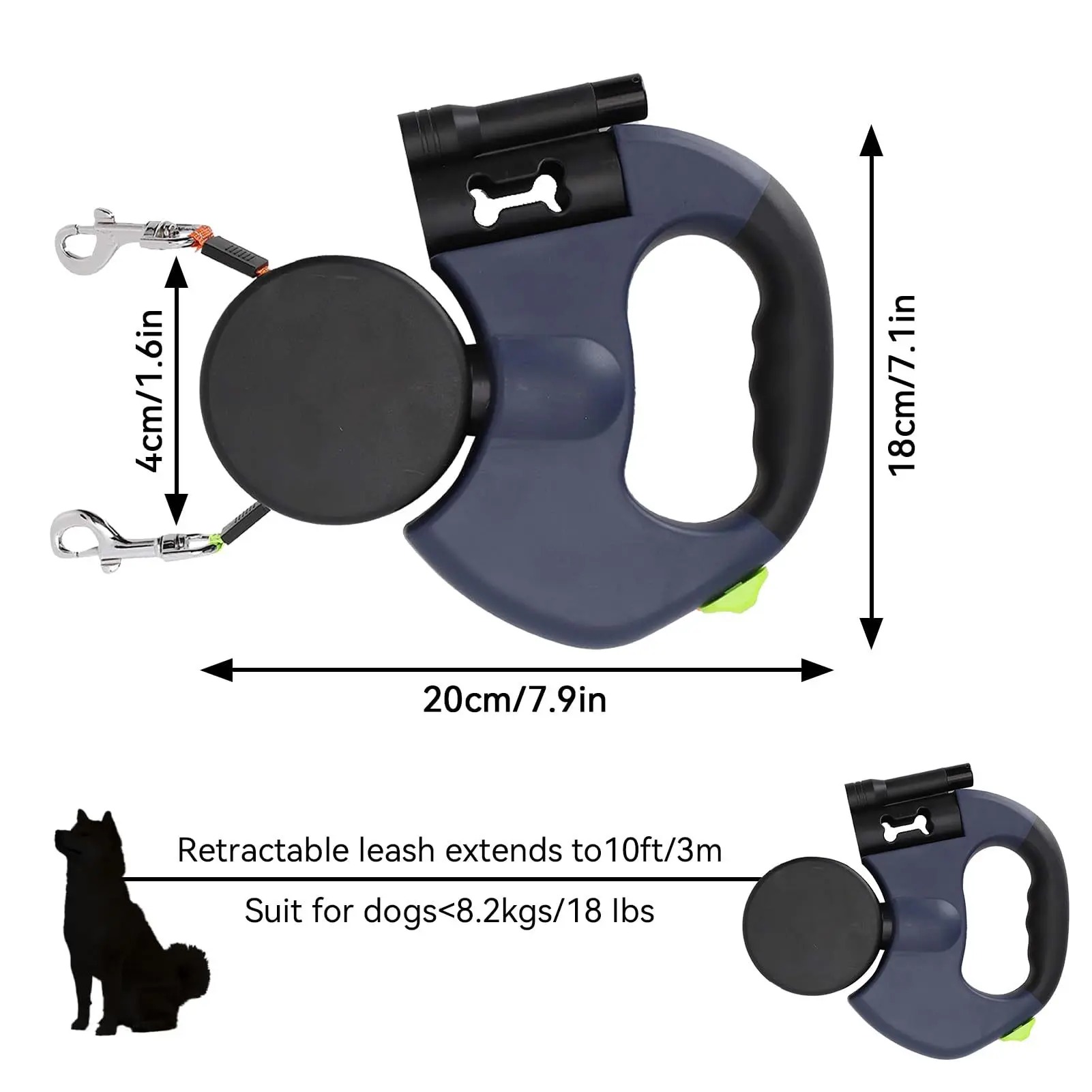 Heeipaw 2-in-1 Dual Head Retractable Dog Lead