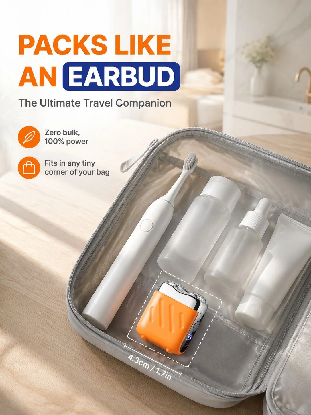 Compact shaver packs like an earbud case