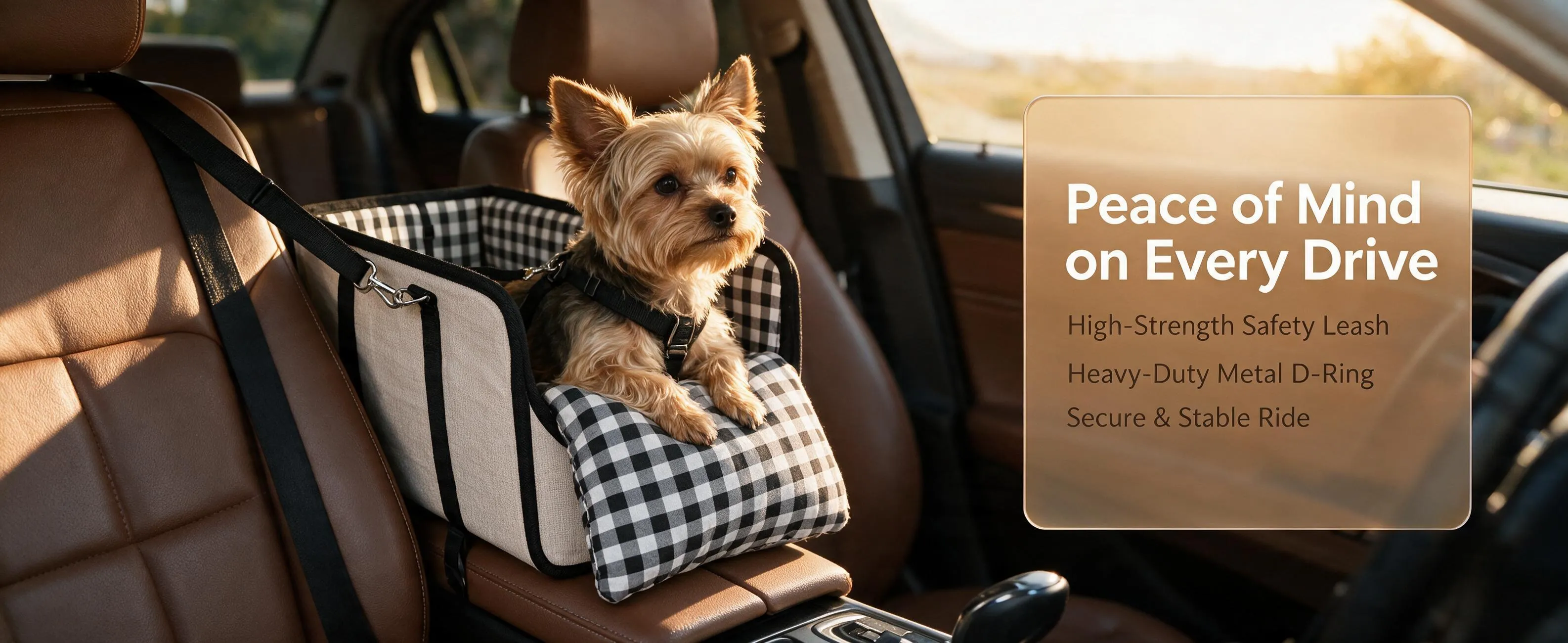 Small dog car seat with raised cushion