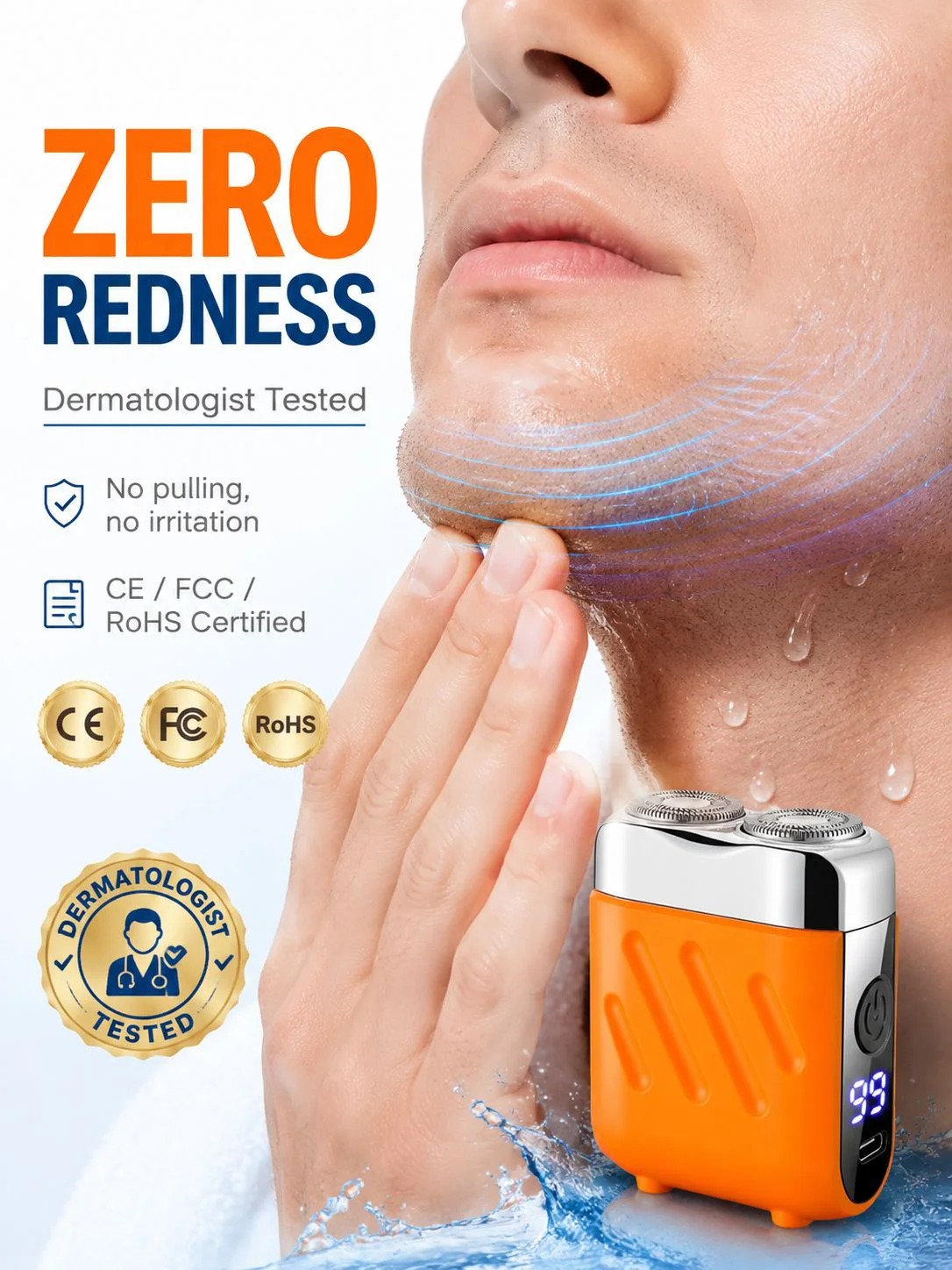 Skin-friendly shaving with zero redness
