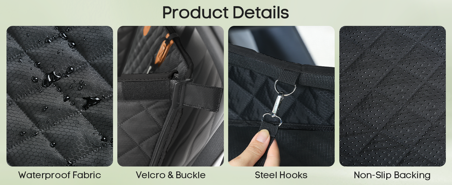 Heeipaw Dog Car Seat Cover – Waterproof Back Seat Pet Car Bed for Large Dogs, Non-Slip Travel Mat for Cars & SUVs