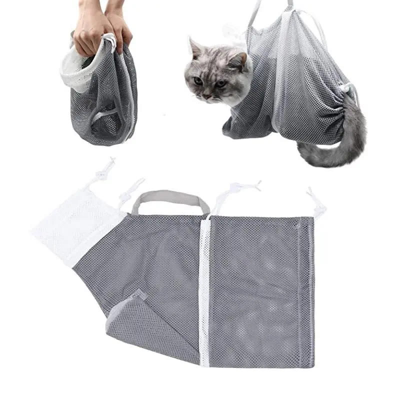 Heeipaw Cat Bath Mesh Bag, Portable Mesh Shower Bag with Adjustable Drawstring Design, Travel Bathing Bag for Cats Grooming Supp - image 6