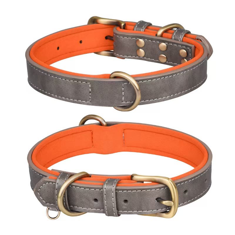 Heeipaw Premium Leather Dog Collar Set, Adjustable Padded Dog Collar With Matching Leash For Small Medium Large Dogs, Durable Comfortable Pet Collar For Labrador, Golden Retriever, Husky & More - Grey - XL - image 7