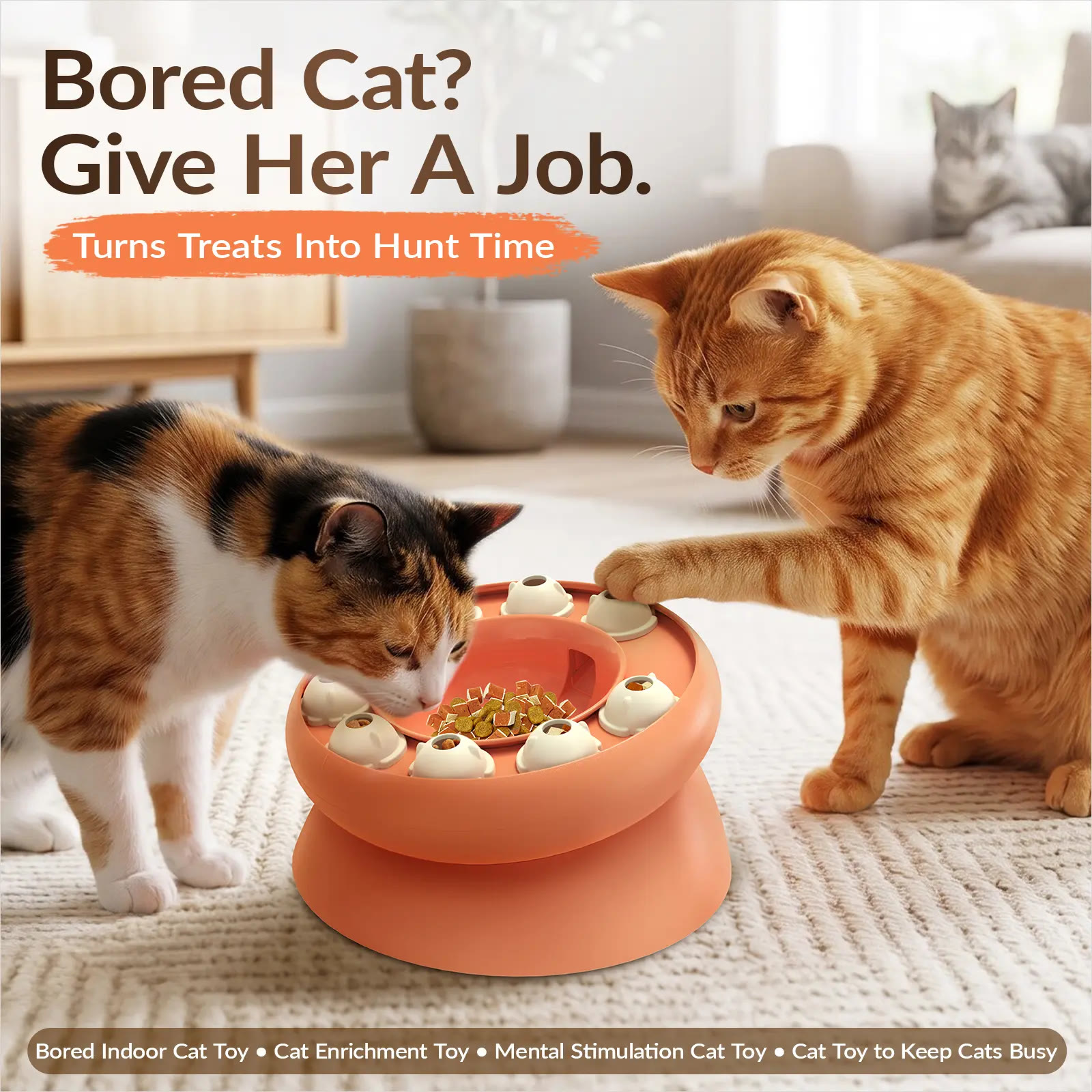 Heeipaw Cat Puzzle Toy for Cats Indoor, Slow Feeder Bowl for Fast Eaters, Interactive Kitten Enrichment Toy - image 6