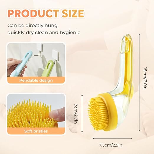 Heeipaw 2-in-1 Pet Bath Brush with Soap Dispenser – Dog & Cat Grooming Brush for Bathing, Massage & Hair Cleaning