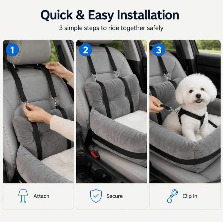 Heeipaw Premium All-Season Pet Car Bed | Non-Slip Travel Bed for Dogs & Cats - image 3