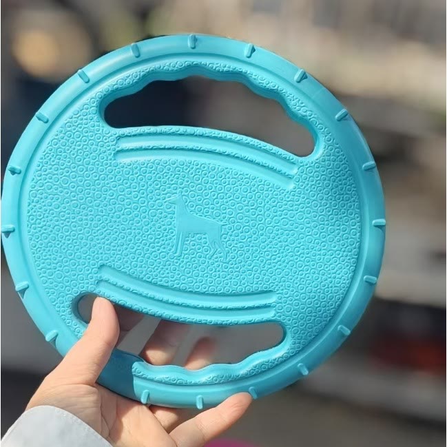 Heeipaw Durable Dog Toy, Bite-resistant Flying Disc For Training, Interactive Outdoor Fetch Toy For Dogs, Puppies & Border Collies - Blue - Handle Frisbee - image 2