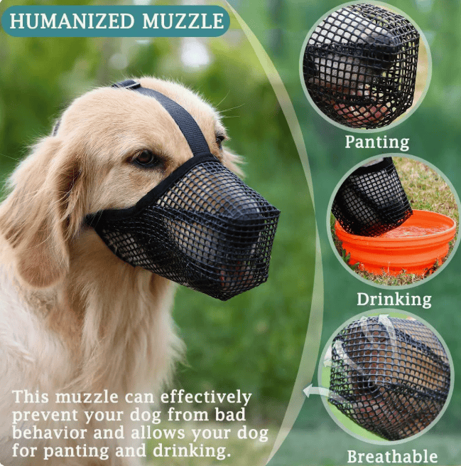 Heeipaw Adjustable Dog Muzzle, Breathable Anti-biting Dog Mouth Guard, Comfortable Pet Muzzle For Barking Control, Chewing Prevention & Safe - image 1