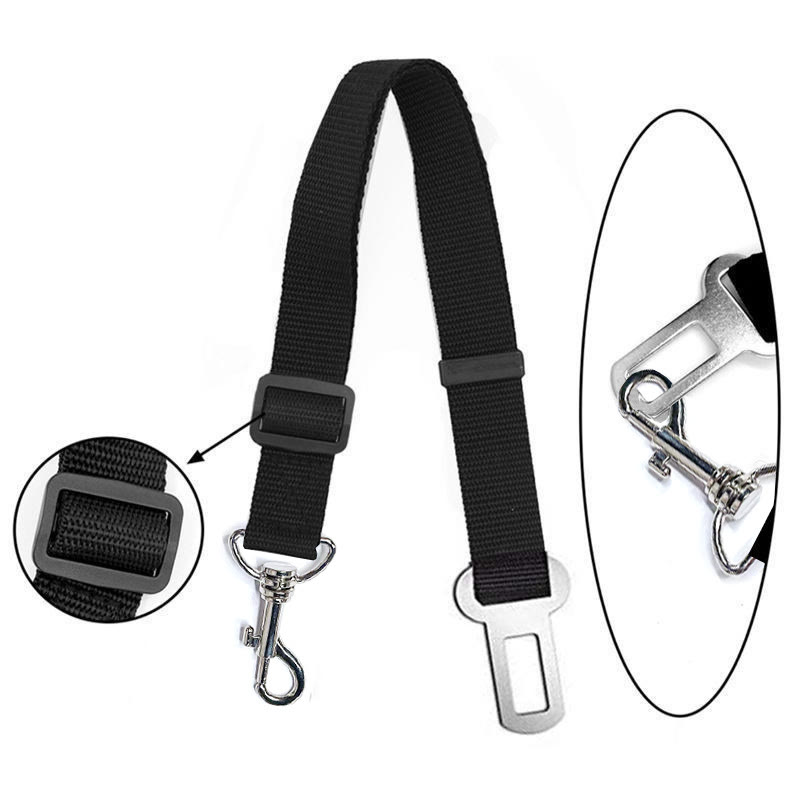  Heeipaw Dog Car Safety Belt with Adjustable Leash - Black - 2.5cm Wide - image 2