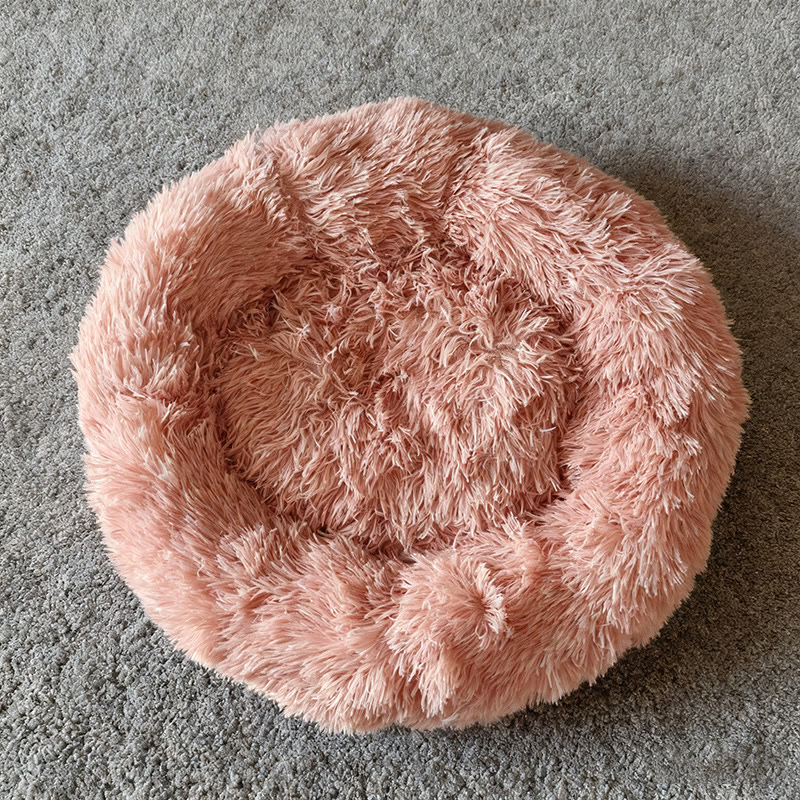 Heeipaw Calming Donut Dog Bed, Plush Round Pet Bed For Dogs & Cats, Soft Furry Puppy Bed With Cozy Bolstered Design, Winter Warm Sleeping Cushion For Small Medium Pets - 100cm - Light Pink - image 5