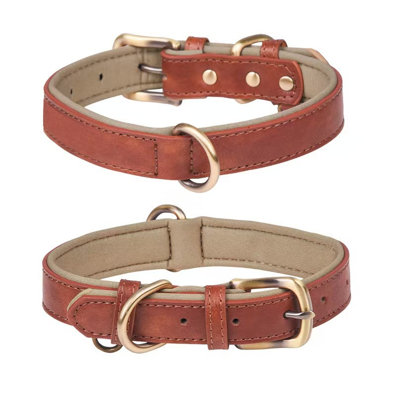 Heeipaw Premium Leather Dog Collar Set, Adjustable Padded Dog Collar With Matching Leash For Small Medium Large Dogs, Durable Comfortable Pet Collar For Labrador, Golden Retriever, Husky & More - Brown - XL - image 5