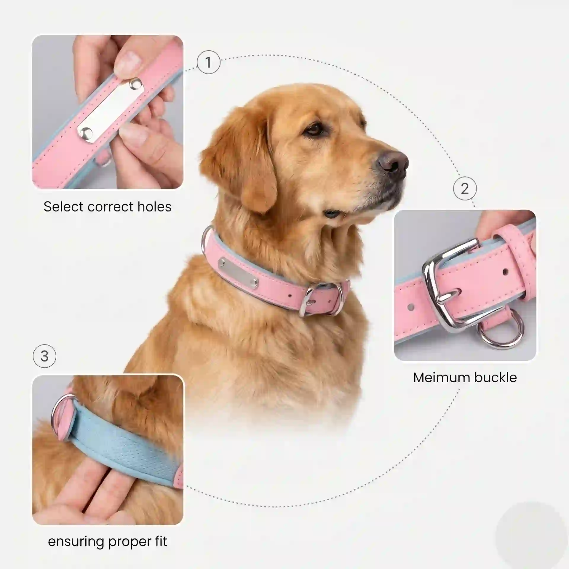 Heeipaw Premium Leather Dog Collar Set, Adjustable Padded Dog Collar With Matching Leash For Small Medium Large Dogs, Durable Comfortable Pet Collar For Labrador, Golden Retriever, Husky & More - image 2
