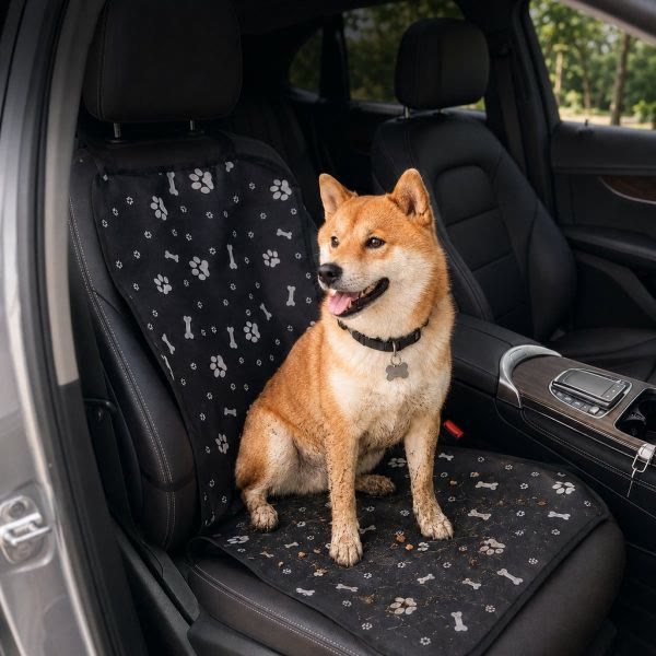 Heeipaw Carsafe Waterproof Dog Car Seat Mat – Protective Travel Pad For Dogs & Cats - Black Bone Print - image 2