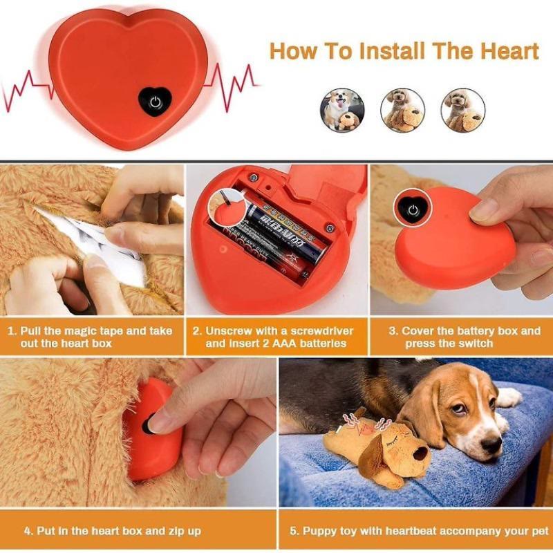 Heeipaw Heartbeat Puppy Toy – Cozy Plush Companion For Comfort, Play & Relaxation，2xAAA Batteries(Not included) - image 5
