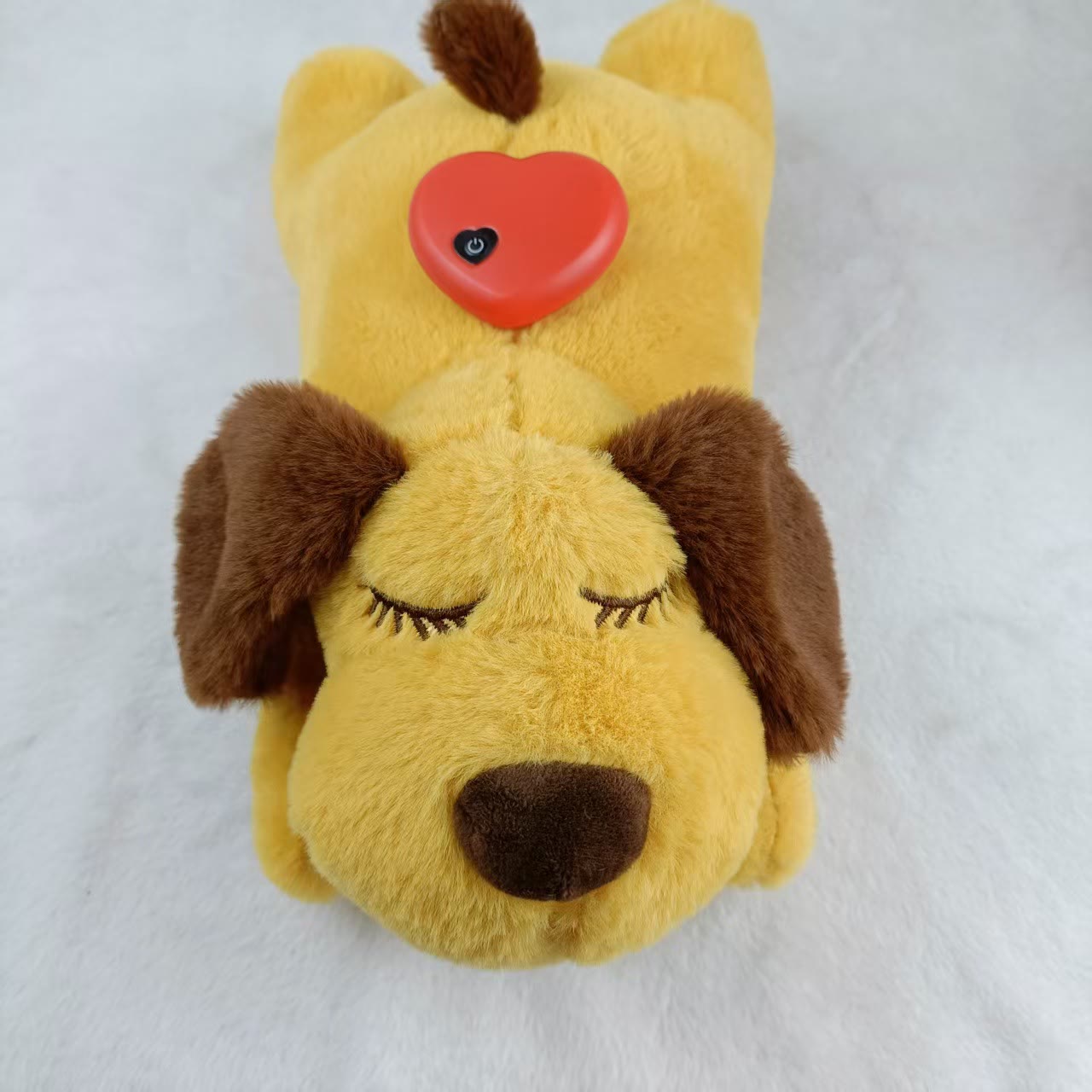 Heeipaw Heartbeat Puppy Toy – Cozy Plush Companion For Comfort, Play & Relaxation，2xAAA Batteries(Not included) - Yellow - 38/20/14 - image 2