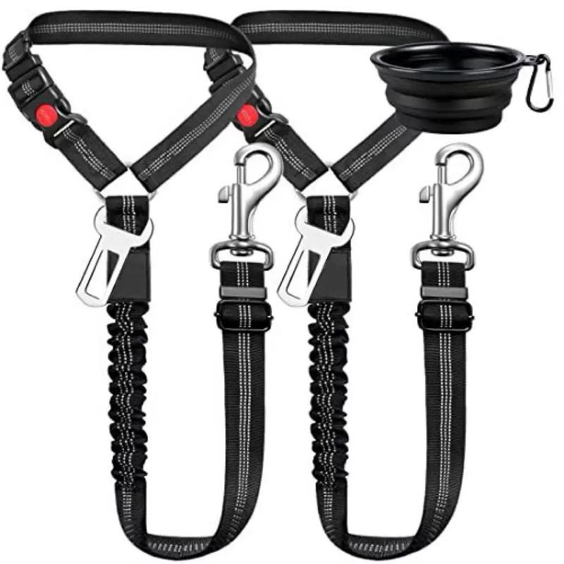 Heeipaw Reflective Dog Car Seat Belt, Adjustable Elastic Bungee Safety Tether With Seat Buckle Clip For Pet Travel - image 2