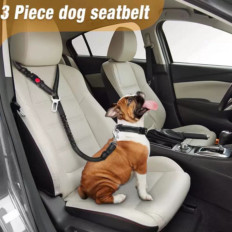 Heeipaw Reflective Dog Car Seat Belt, Adjustable Elastic Bungee Safety Tether With Seat Buckle Clip For Pet Travel - image 1