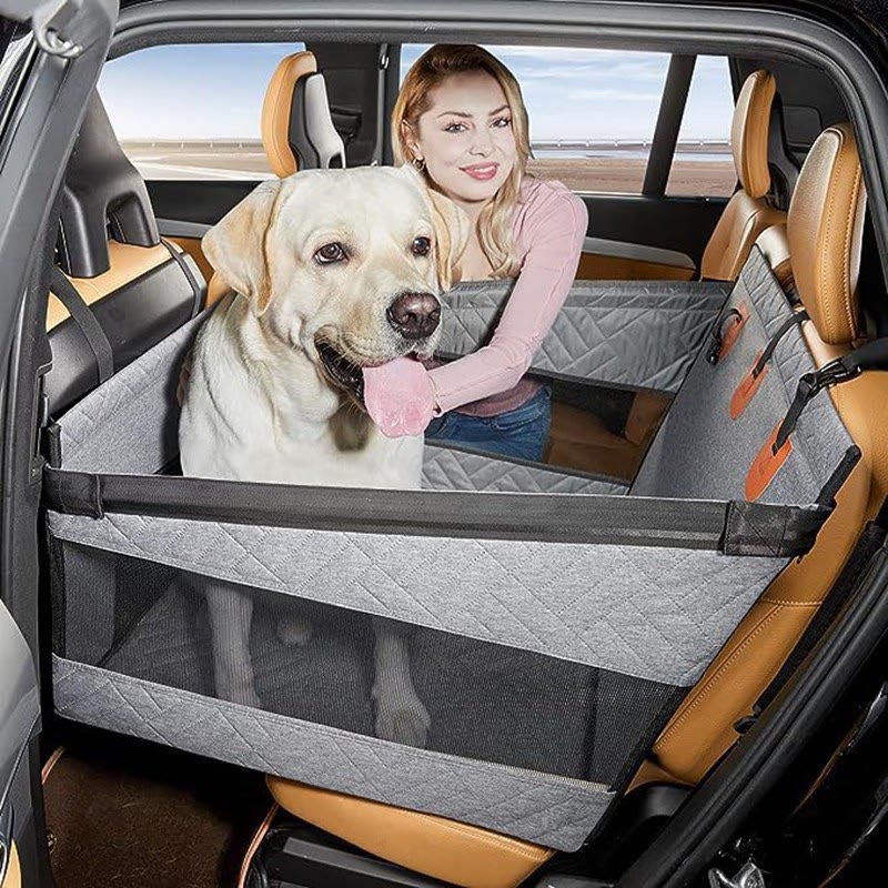 Heeipaw Dog Car Seat Cover – Waterproof Back Seat Pet Car Bed for Large Dogs, Non-Slip Travel Mat for Cars & SUVs - Grey - L - image 1