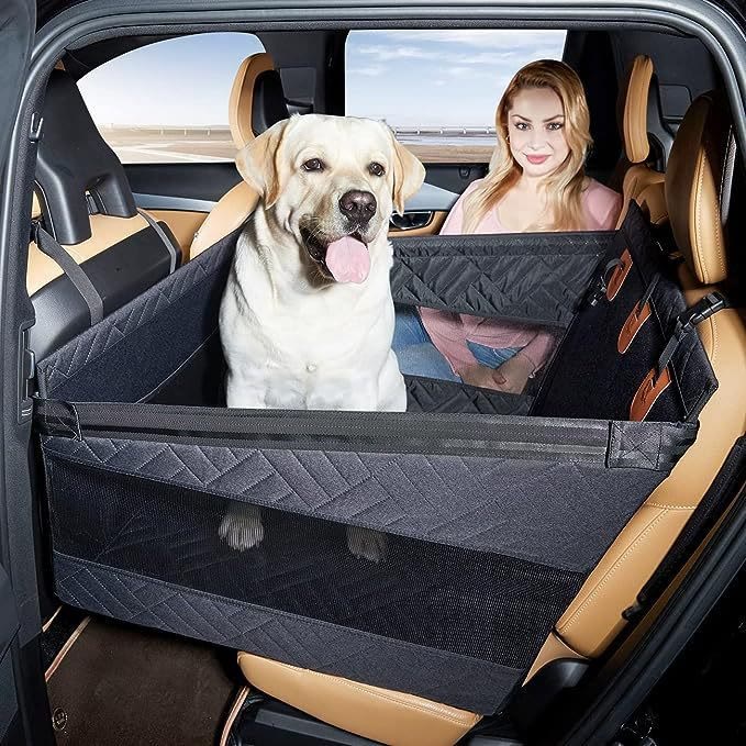 Heeipaw Dog Car Seat Cover – Waterproof Back Seat Pet Car Bed for Large Dogs, Non-Slip Travel Mat for Cars & SUVs - Black - L - image 2