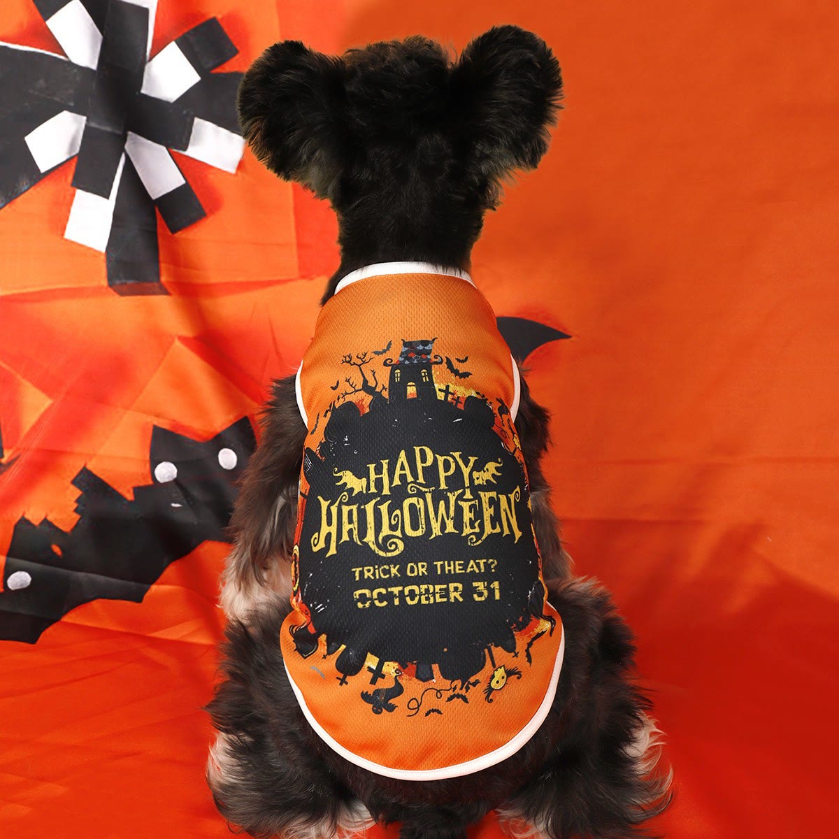 Heeipaw Halloween Pumpkin Dog Costume Vest – Cute Printed Pet Shirt, Sleeveless Dog Clothes for Small Dogs - Spooky Castle - XL - image 7