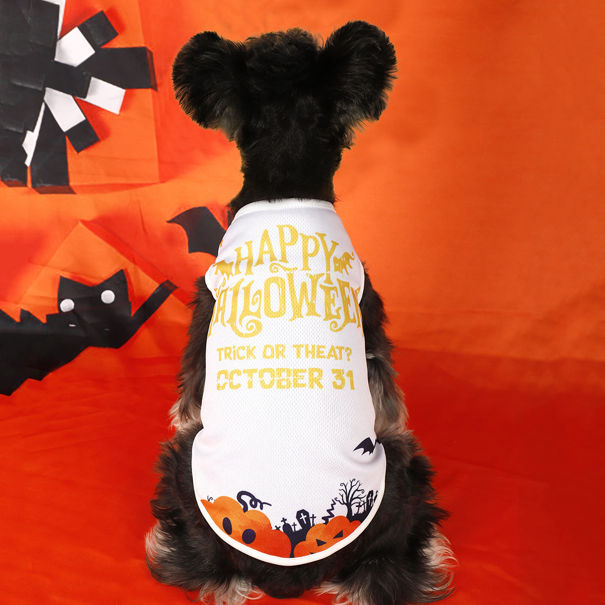 Heeipaw Halloween Pumpkin Dog Costume Vest – Cute Printed Pet Shirt, Sleeveless Dog Clothes for Small Dogs - Happy Halloween White - XL - image 8