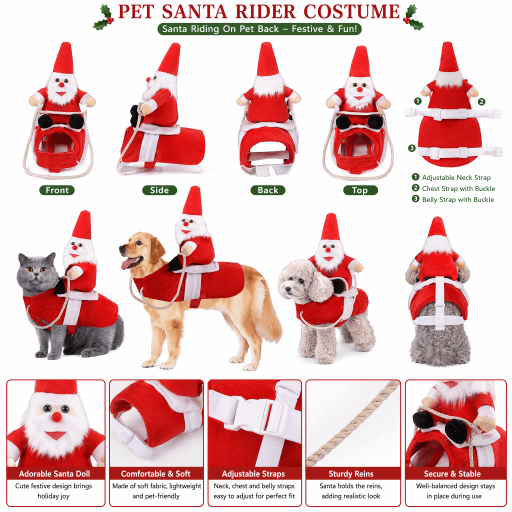 Heeipaw Santa Riding Dog Costume – Funny Halloween & Christmas Pet Outfit For Large Dogs  And Cats - image 4