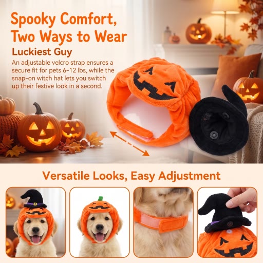 Heeipaw Halloween Pumpkin Dog Costume, Funny Christmas Pet Outfit with Hat, Cute Dress Up Clothes for Dogs and Cats - image 4