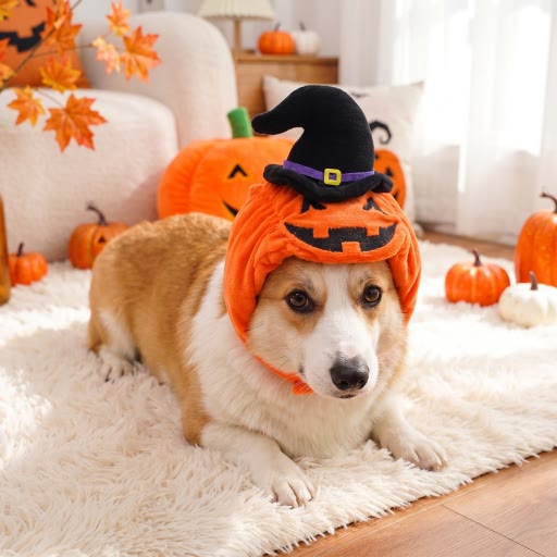 Heeipaw Halloween Pumpkin Dog Costume, Funny Christmas Pet Outfit with Hat, Cute Dress Up Clothes for Dogs and Cats - image 3